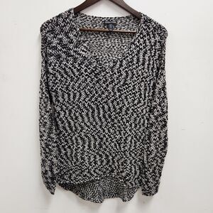 Eileen Fisher Womens Loose Knit Marled Sweater Size XS Rolled Hem Hi Lo
